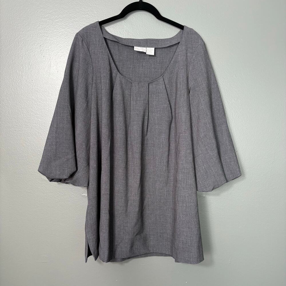 Spiegel Women's Charcoal Gray Pleated Minimalist Blouse - Size 12 - Office Chic